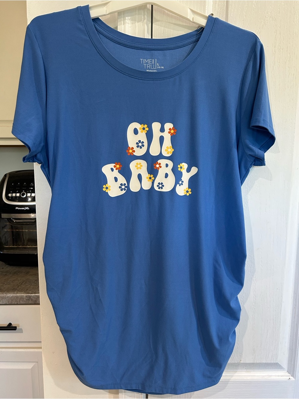 Time and Tru Blue "Oh Baby" Graphic Maternity Tee